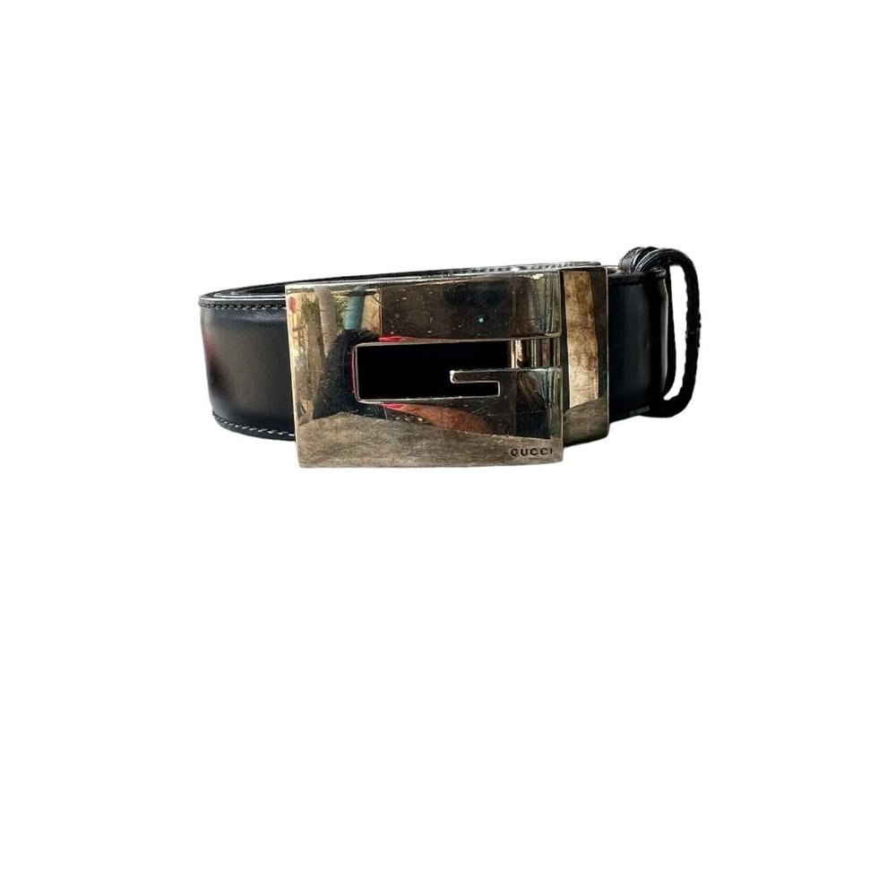 Gucci - Black Leather Reversible Square G Belt